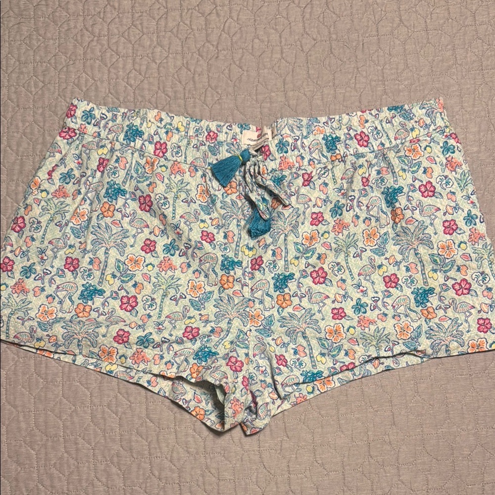 Floral Print Shorts with Tassel Tie